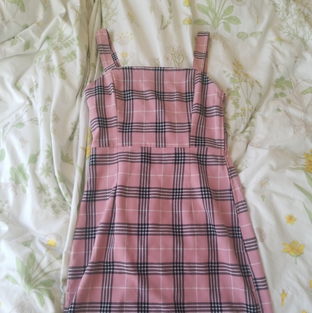 Pink plaid bodycon dress